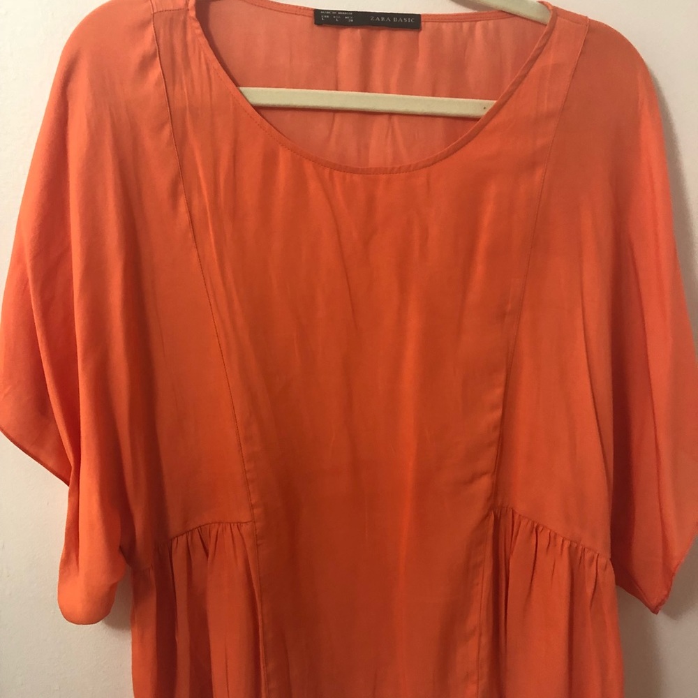 Zara orange flowing blouse